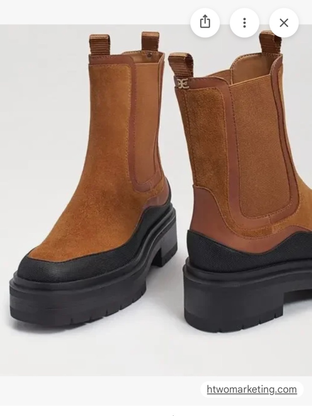 Sam Edelman Lilia Chelsea Tan Suede & Black Lug Sole Platform Ankle Boot NWT - Picture 3 of 10